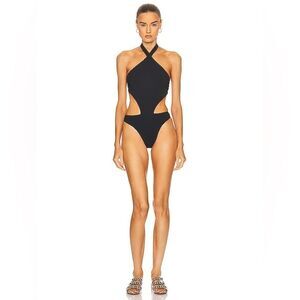 ALAÏA Trikini Cut-out One Piece Black Swimsuit Size IT 42 US Medium Halter Neck